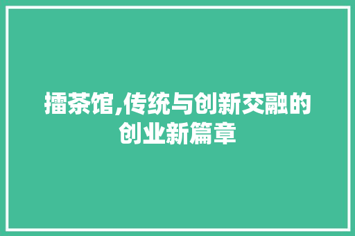 擂茶馆,传统与创新交融的创业新篇章