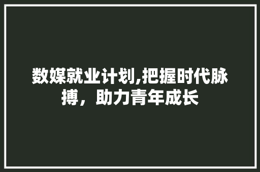 数媒就业计划,把握时代脉搏，助力青年成长