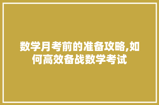 数学月考前的准备攻略,如何高效备战数学考试