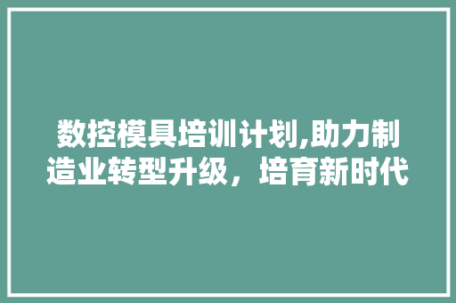 数控模具培训计划,助力制造业转型升级，培育新时代工匠精神