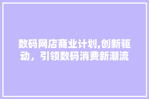 数码网店商业计划,创新驱动，引领数码消费新潮流 演讲稿范文