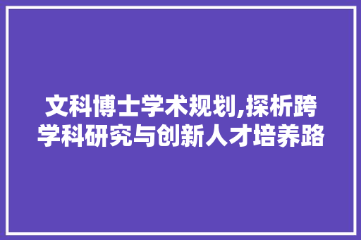 文科博士学术规划,探析跨学科研究与创新人才培养路径