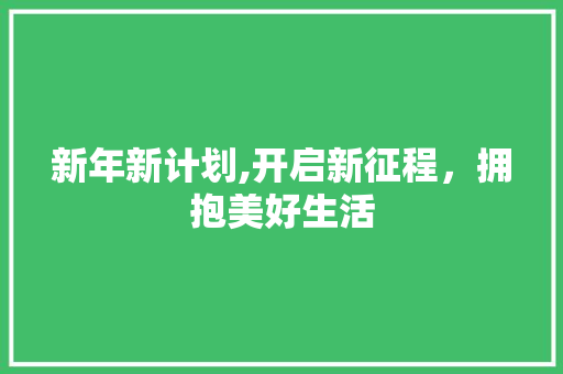 新年新计划,开启新征程，拥抱美好生活