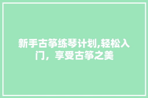 新手古筝练琴计划,轻松入门，享受古筝之美