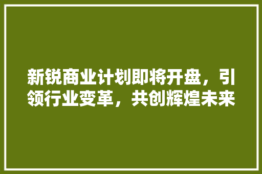 新锐商业计划即将开盘，引领行业变革，共创辉煌未来