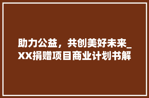 助力公益，共创美好未来_XX捐赠项目商业计划书解读