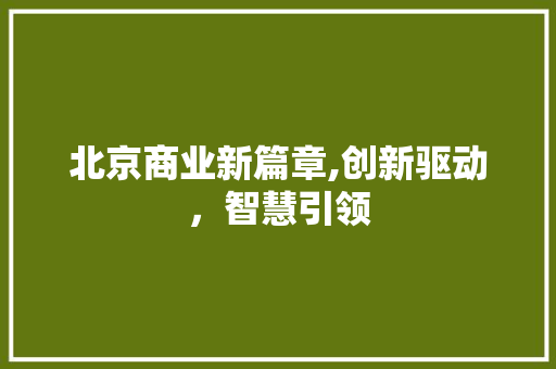 北京商业新篇章,创新驱动，智慧引领