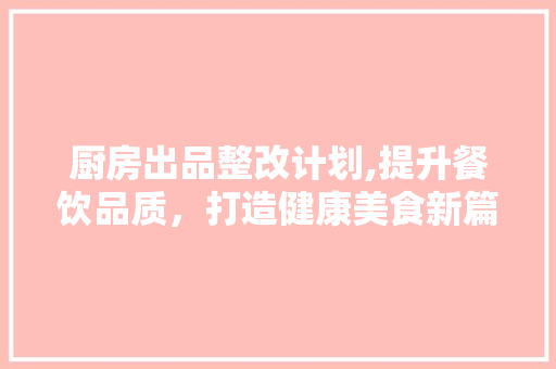 厨房出品整改计划,提升餐饮品质，打造健康美食新篇章