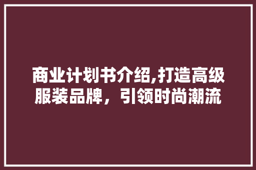 商业计划书介绍,打造高级服装品牌，引领时尚潮流