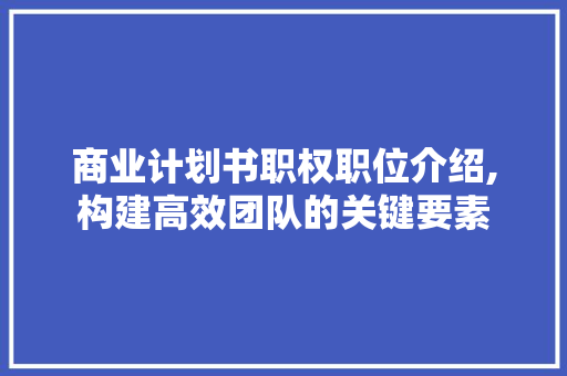 商业计划书职权职位介绍,构建高效团队的关键要素