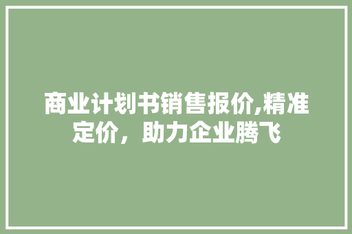 商业计划书销售报价,精准定价，助力企业腾飞