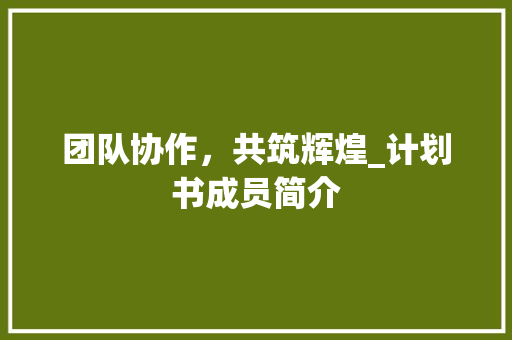 团队协作，共筑辉煌_计划书成员简介 工作总结范文