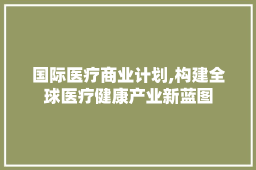 国际医疗商业计划,构建全球医疗健康产业新蓝图