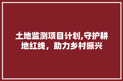 土地监测项目计划,守护耕地红线，助力乡村振兴