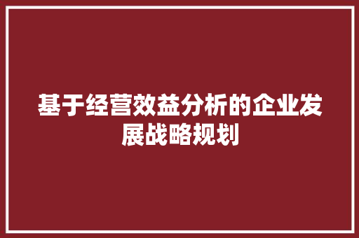 基于经营效益分析的企业发展战略规划