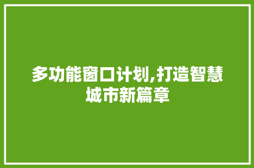 多功能窗口计划,打造智慧城市新篇章