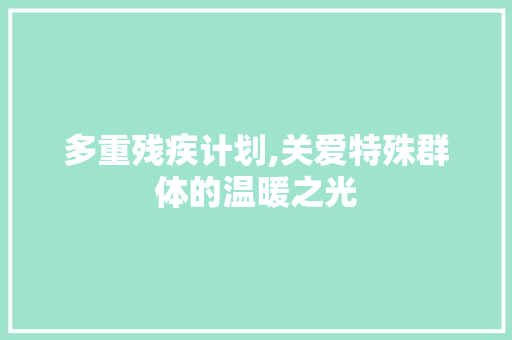 多重残疾计划,关爱特殊群体的温暖之光