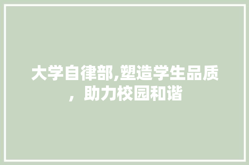 大学自律部,塑造学生品质，助力校园和谐