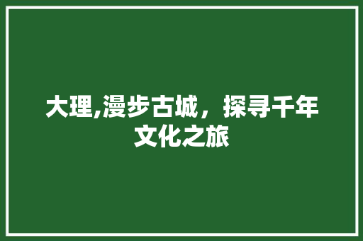 大理,漫步古城，探寻千年文化之旅