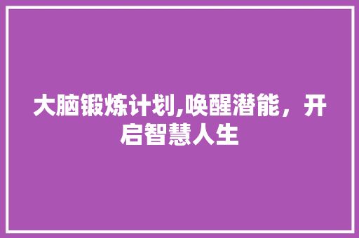 大脑锻炼计划,唤醒潜能，开启智慧人生