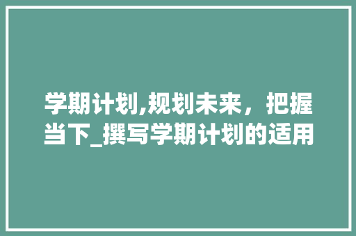 学期计划,规划未来，把握当下_撰写学期计划的适用指南 论文范文