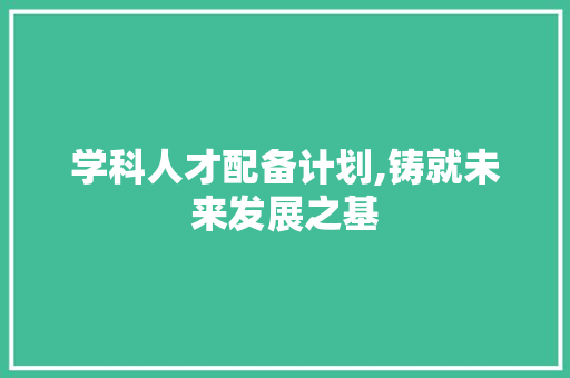 学科人才配备计划,铸就未来发展之基