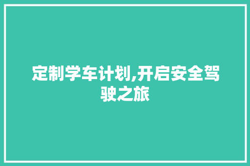 定制学车计划,开启安全驾驶之旅