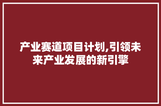 产业赛道项目计划,引领未来产业发展的新引擎