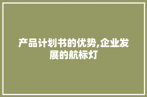 产品计划书的优势,企业发展的航标灯