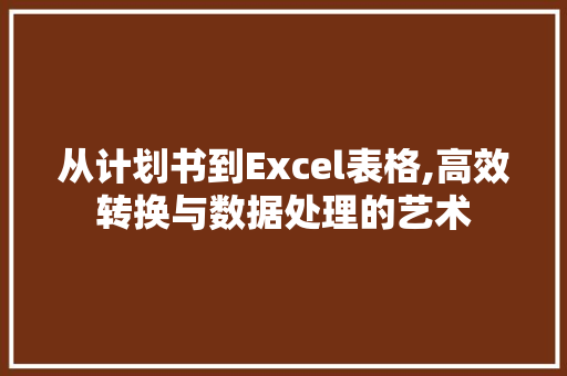 从计划书到Excel表格,高效转换与数据处理的艺术