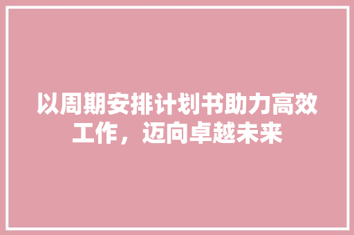 以周期安排计划书助力高效工作，迈向卓越未来 职场范文