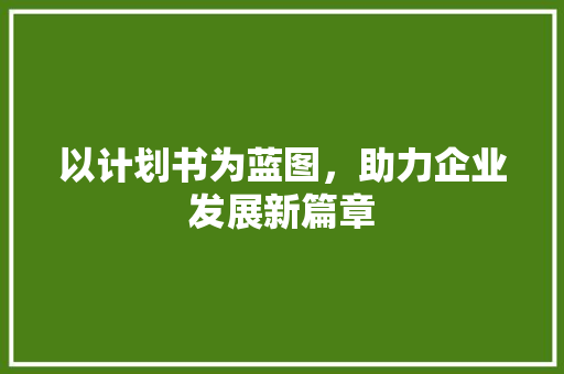 以计划书为蓝图，助力企业发展新篇章