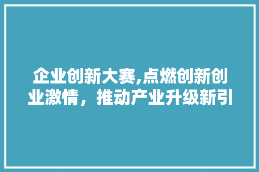 企业创新大赛,点燃创新创业激情，推动产业升级新引擎