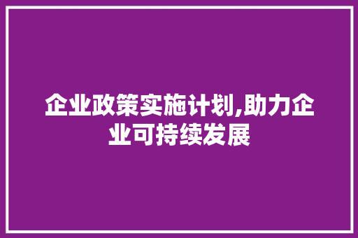 企业政策实施计划,助力企业可持续发展