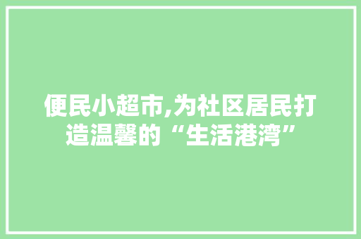 便民小超市,为社区居民打造温馨的“生活港湾”