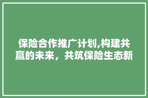 保险合作推广计划,构建共赢的未来，共筑保险生态新格局