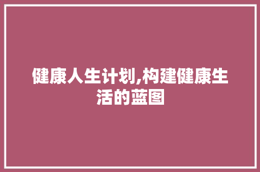 健康人生计划,构建健康生活的蓝图