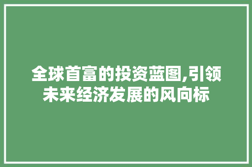 全球首富的投资蓝图,引领未来经济发展的风向标