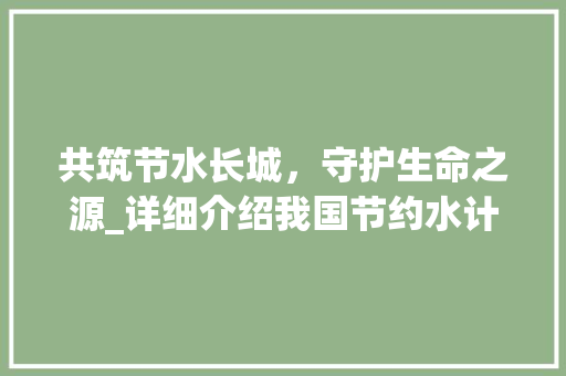 共筑节水长城，守护生命之源_详细介绍我国节约水计划