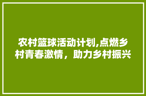 农村篮球活动计划,点燃乡村青春激情，助力乡村振兴