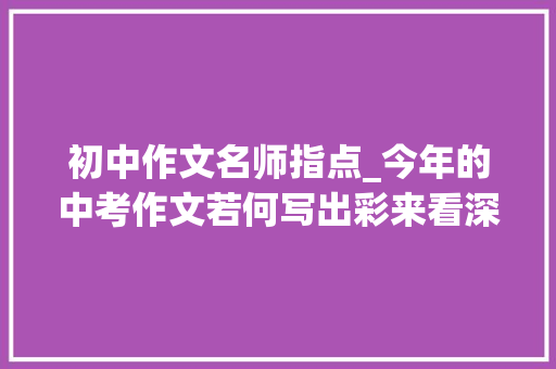 初中作文名师指点_今年的中考作文若何写出彩来看深圳语文名师陈冬平解析 论文范文