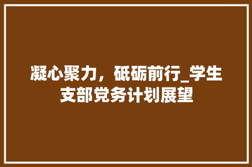 凝心聚力，砥砺前行_学生支部党务计划展望