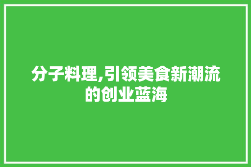 分子料理,引领美食新潮流的创业蓝海