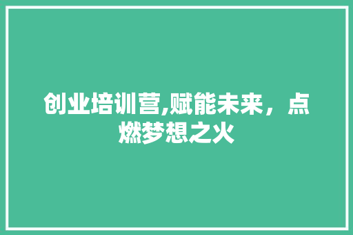 创业培训营,赋能未来，点燃梦想之火