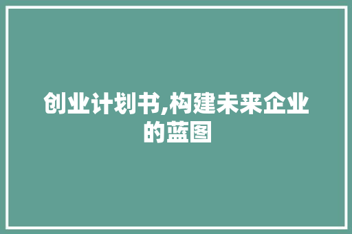 创业计划书,构建未来企业的蓝图