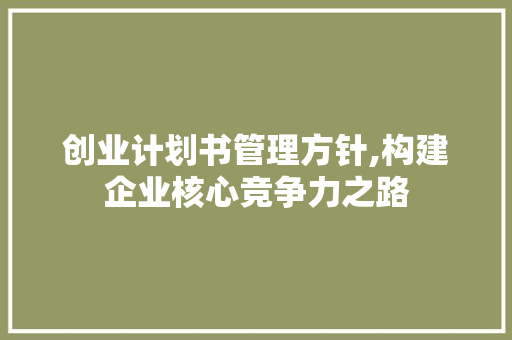 创业计划书管理方针,构建企业核心竞争力之路