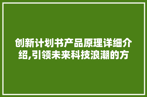 创新计划书产品原理详细介绍,引领未来科技浪潮的方法