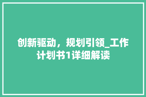 创新驱动，规划引领_工作计划书1详细解读