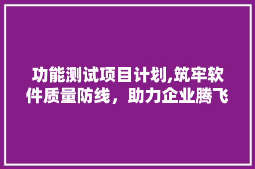 功能测试项目计划,筑牢软件质量防线，助力企业腾飞