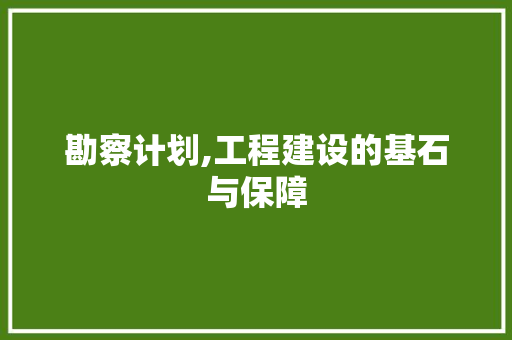 勘察计划,工程建设的基石与保障